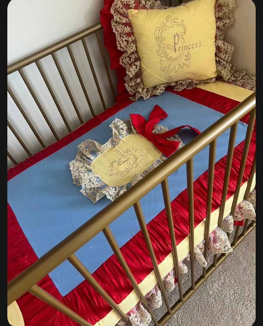 Princess Baby Bedding Set - Luxury Princess Crib Set with Ruffles & Embroidery | Fairytale Nursery Decor
