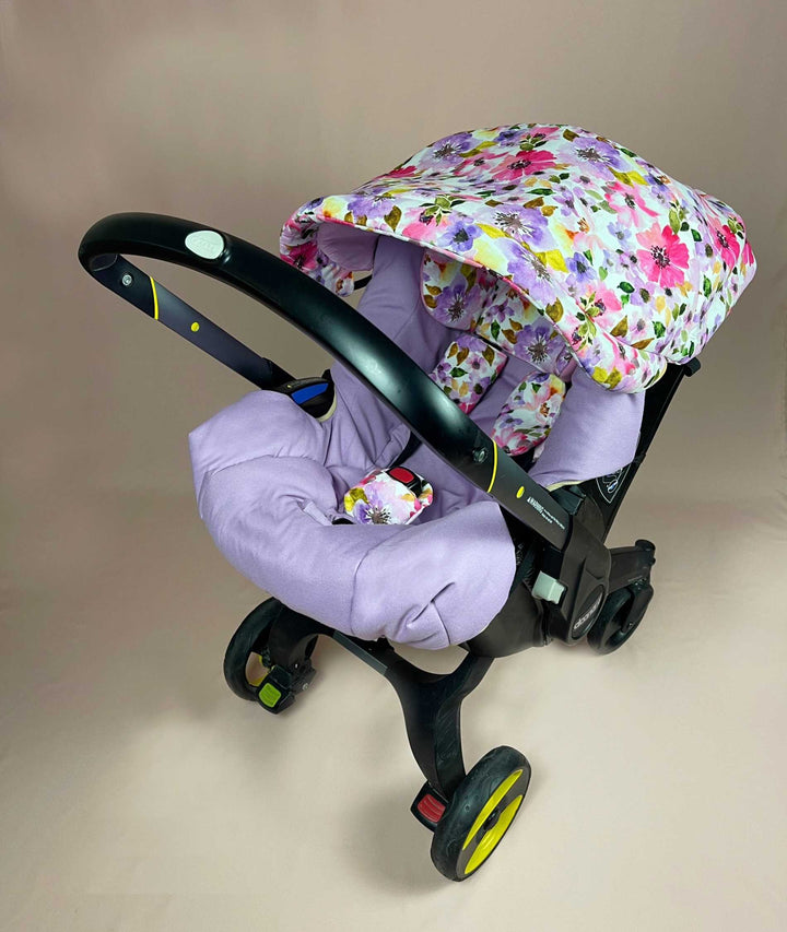 Purple Floral print Stroller & Car Seat Cover for Infant