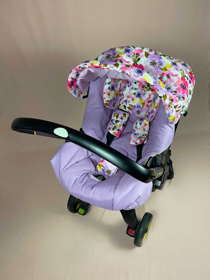 Purple Floral print Stroller & Car Seat Cover for Infant