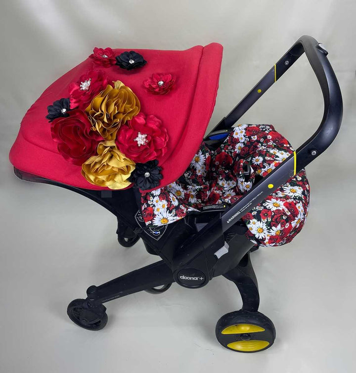 Red Flower Print Doona Stroller & Car Seat   Cover – Perfect Red Baby Shower Gift for Your Little Princess!