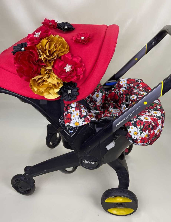 Red Flower Print Doona Stroller & Car Seat   Cover – Perfect Red Baby Shower Gift for Your Little Princess!