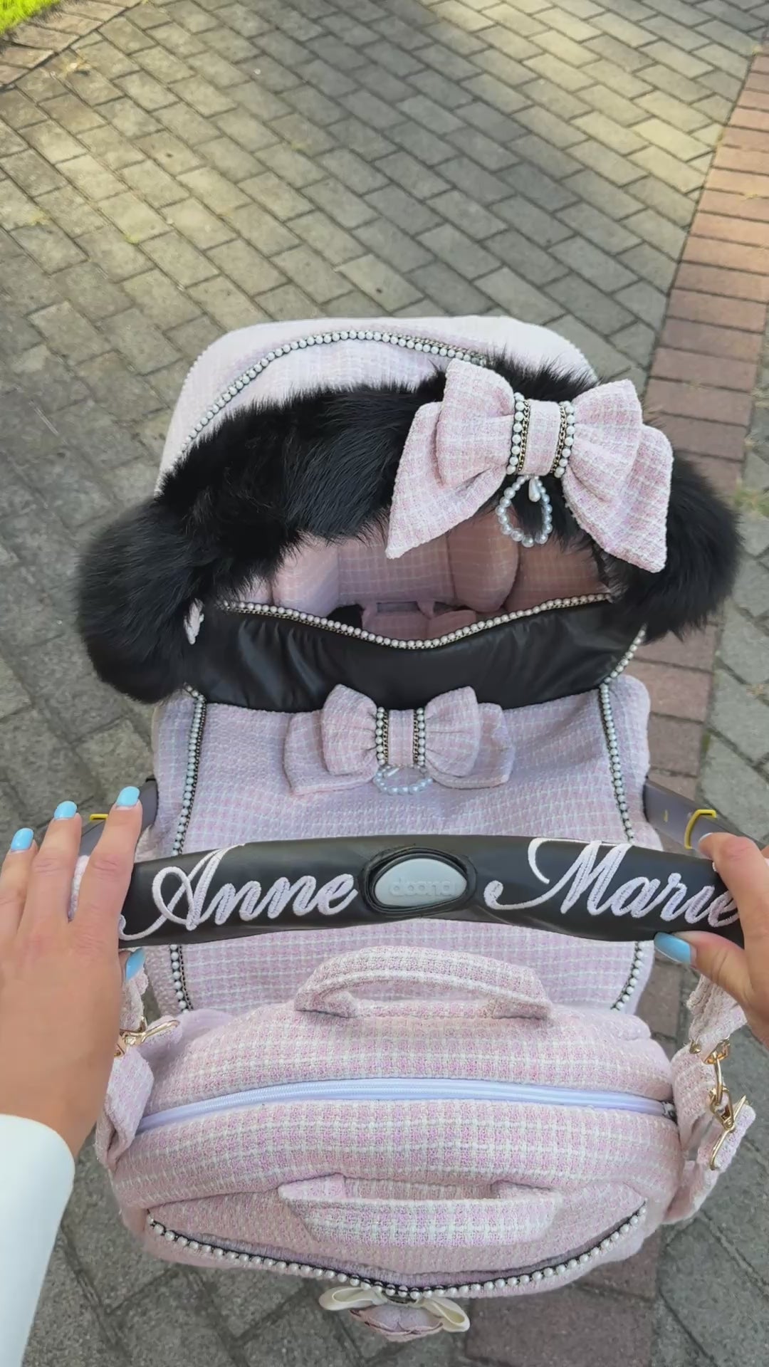 Pink Tweed Baby Car Seat Cover Set – Elegant Pattern Design