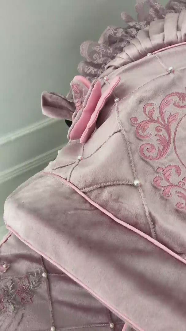 Customizable little girl's Doona stroller car seat with soft, stylish covers & accessories - Perfect for infant comfort, protection, and essential baby gear