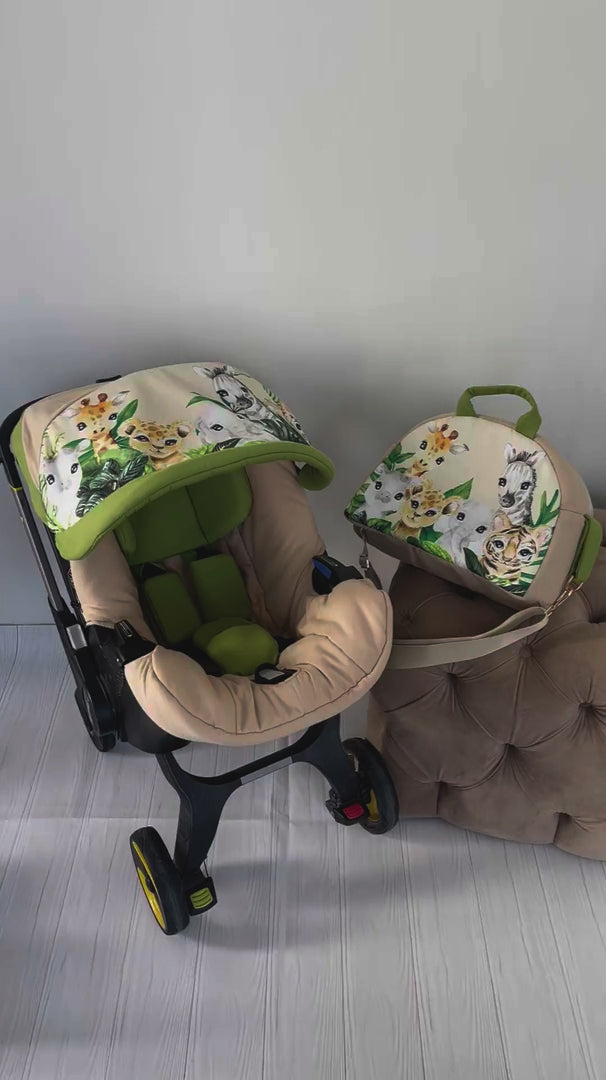 Safari & Cartoon Theme Car Seat Cover Set - Add Adventure to Your Baby's Car, Washable, Soft, and Personalized for Toddlers