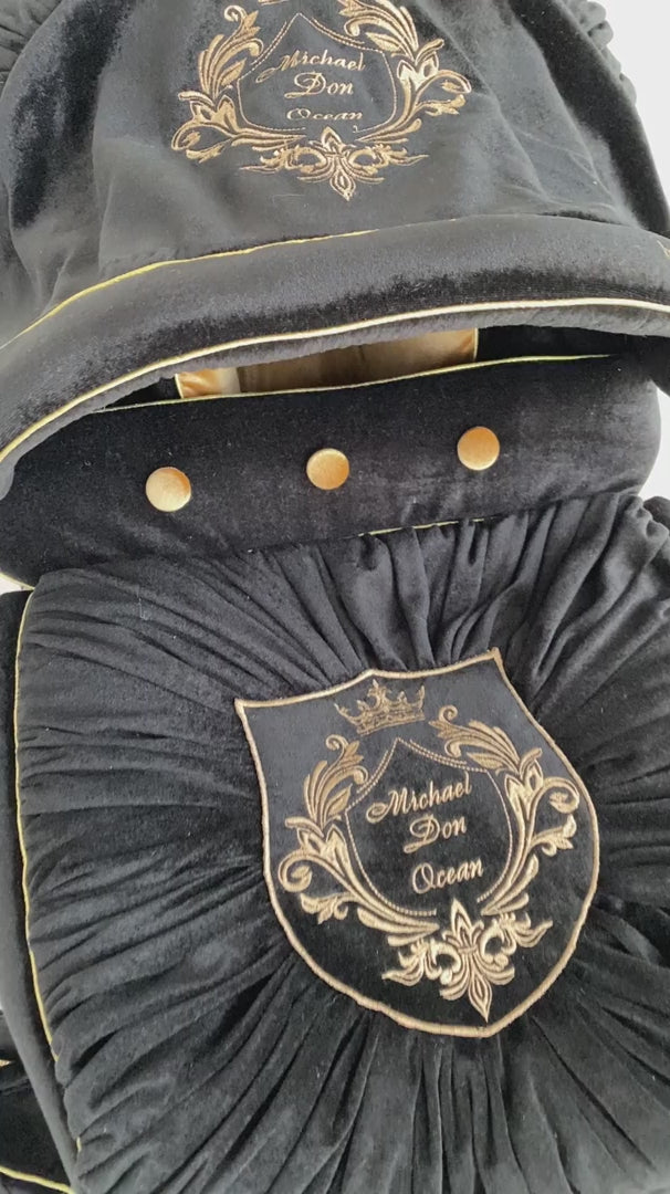 Custom Personalized Black & Gold Washable Doona Car Seat Accessories Set for Boys - Best Baby Gift for Toddlers