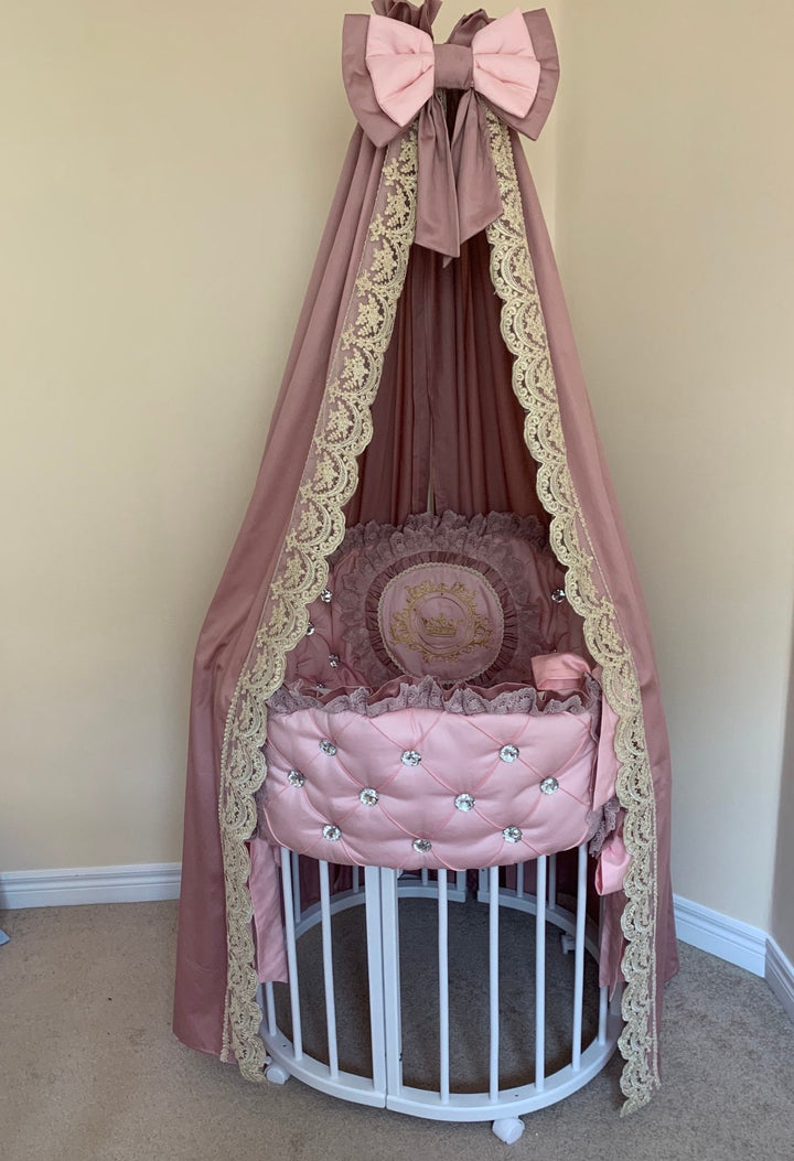 Luxury Pink Baby Girl Bedding Set with Lace & Ruffles