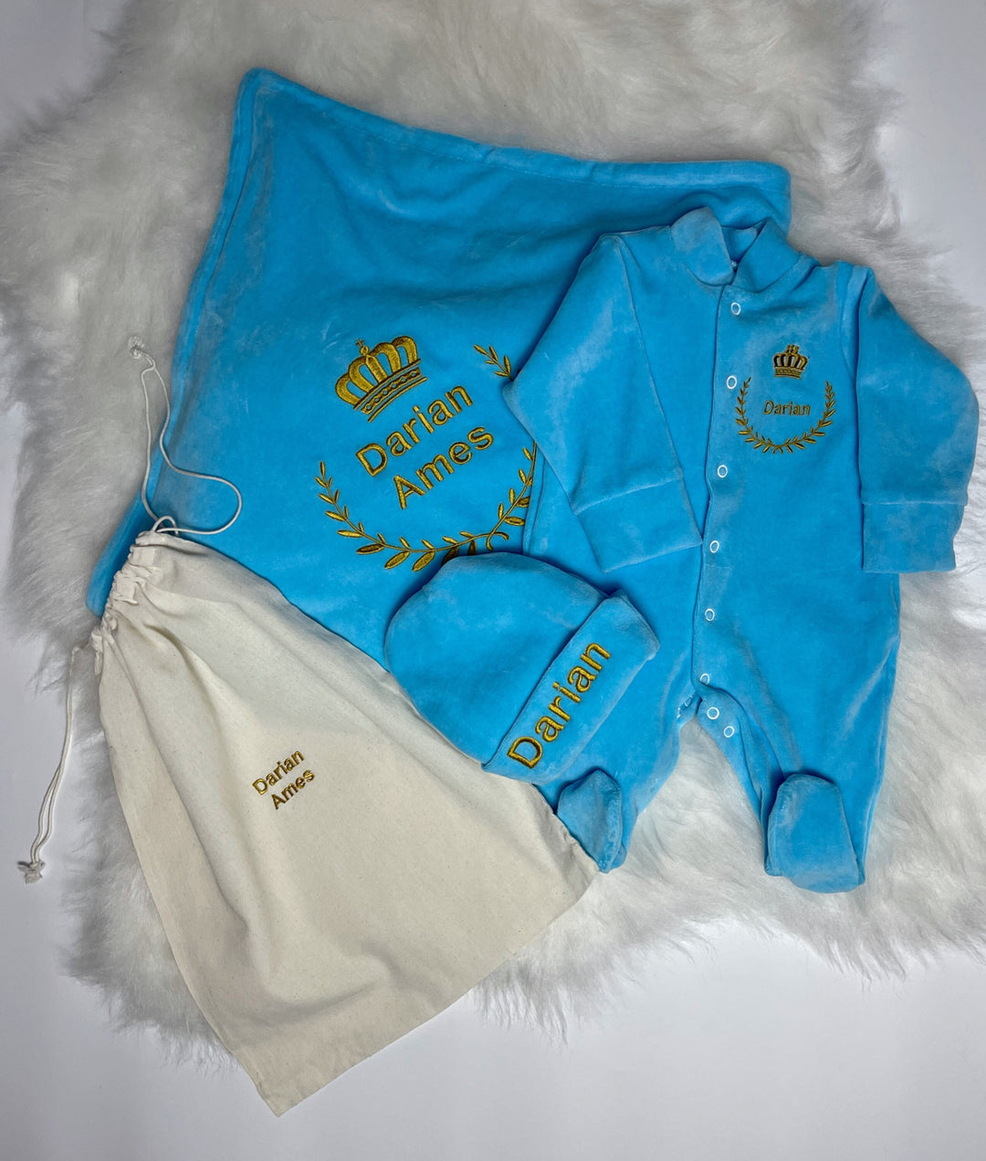 Personalized Baby Boy Gift Box – Coming Home Outfit Set