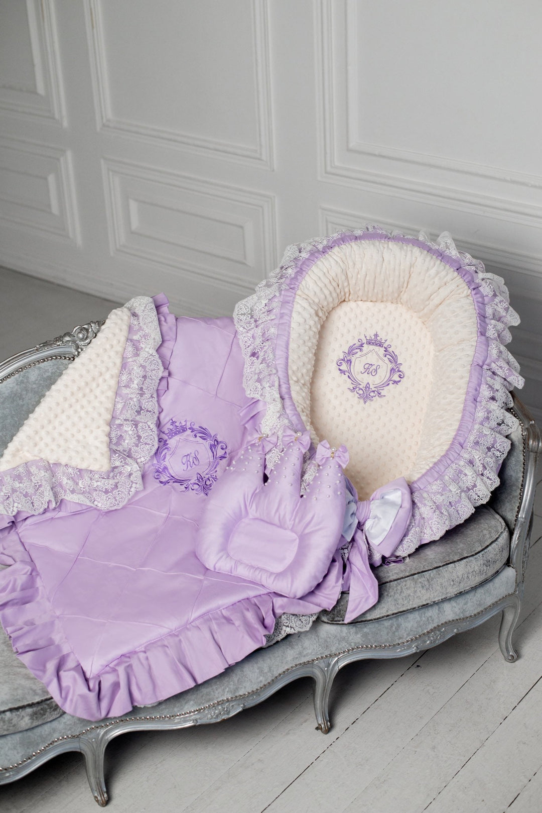 Personalized Lavender Baby Nest & Lounger – Newborn Sleeper