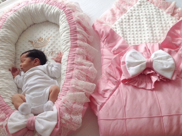 Personalized Pink Baby Blanket with Ruffles