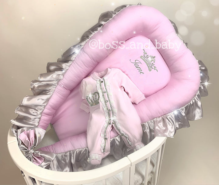 Nido de bebé rosa para niñas - Cama y colecho para recién nacidos personalizables