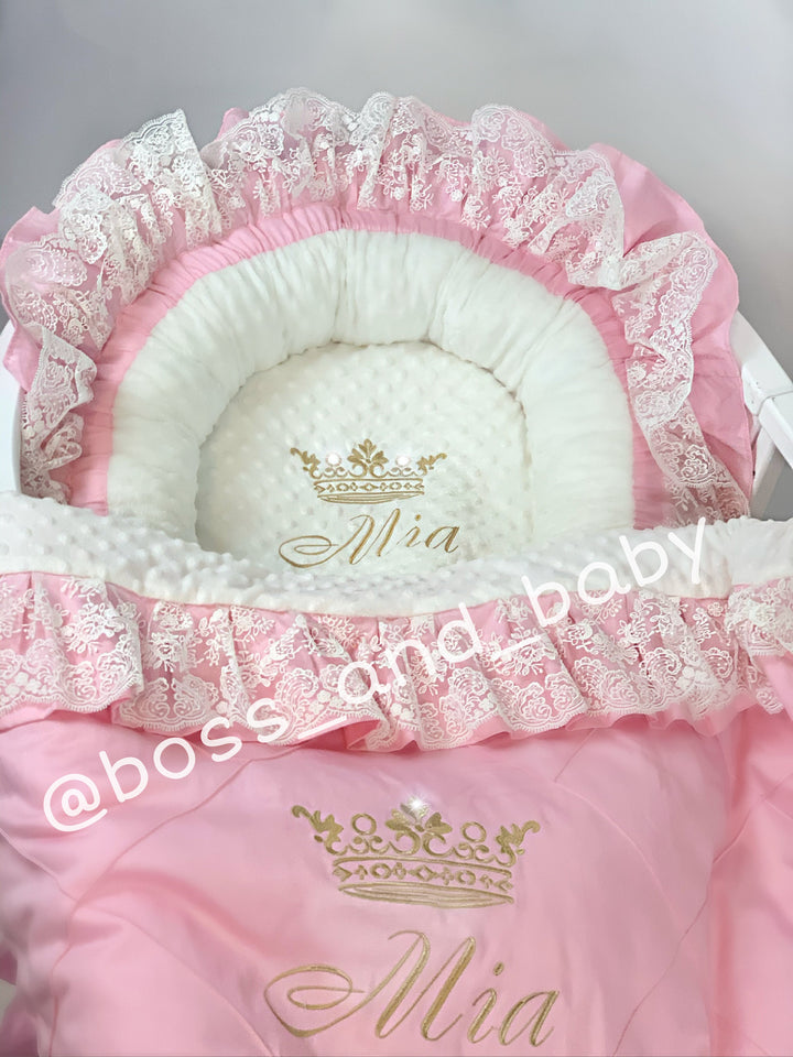 Manta de bebé personalizada, manta de bebé rosa con volantes y nombre, regalo de niña recién nacida, regalo de baby shower