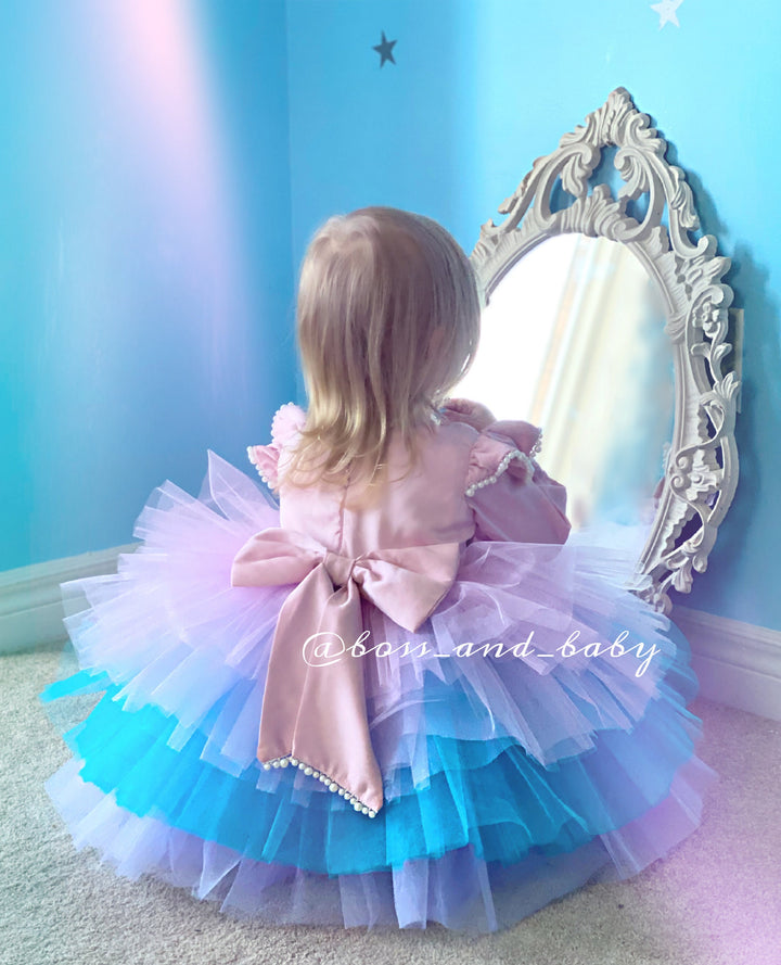 Tutu de fille de tenue de premier anniversaire pour les filles ou les tout-petits, robe florale, robe personnalisée, robe de premier anniversaire