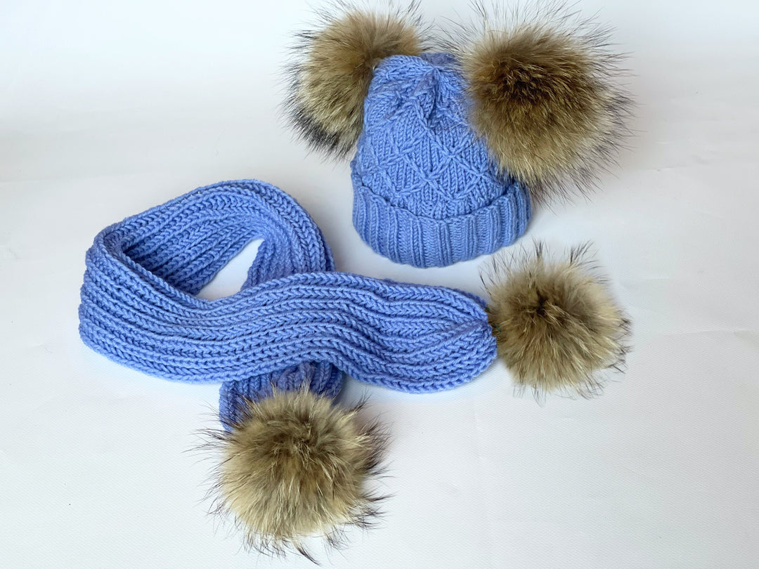 sombrero de pompón de bebé, sombrero de conejito, gorro de ganchillo, piel de lana Kid Pom Pom, lindo sombrero de invierno