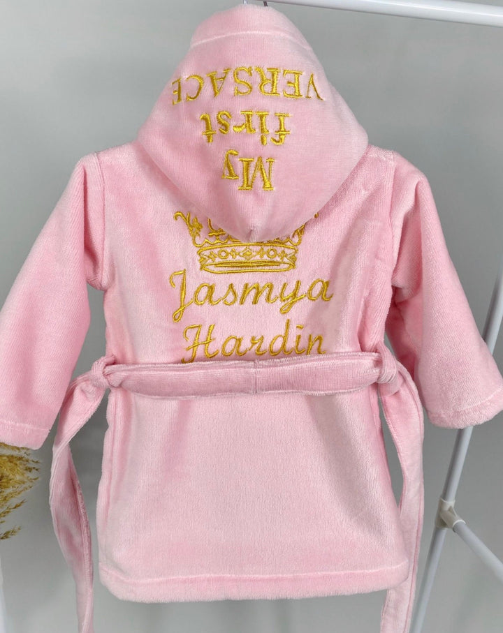 Personalized Pink Monogrammed Baby Robe - High-Quality Cotton Bathrobe