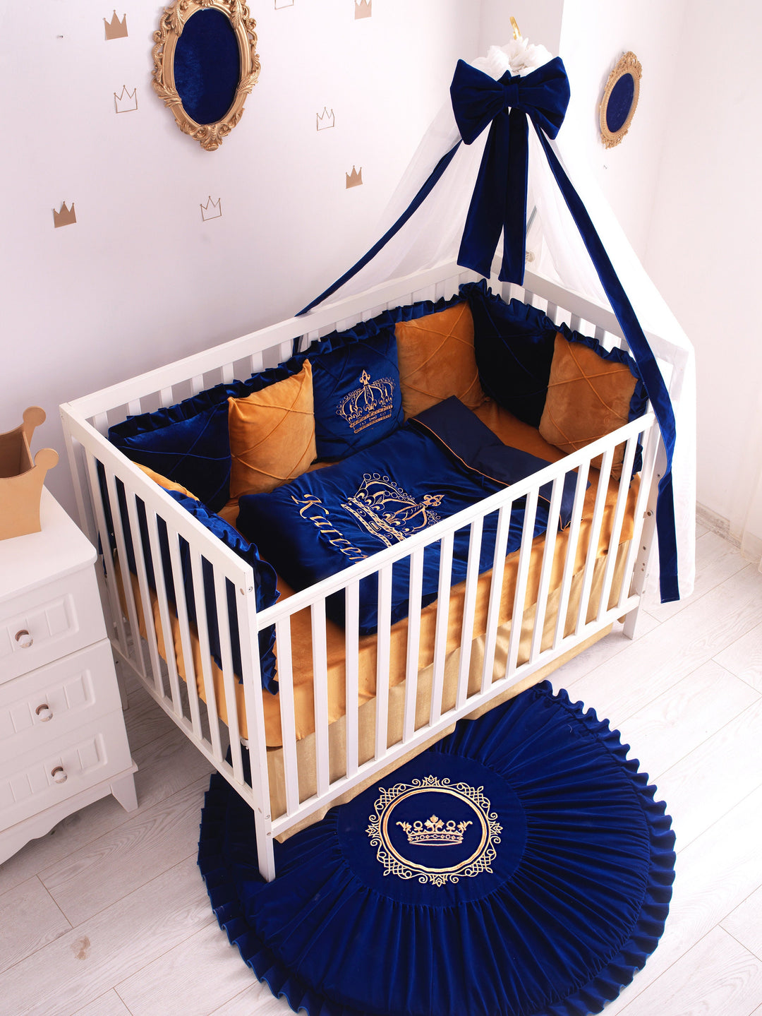 Parure de lit Prince héritier pour bébé garçon – Décoration de chambre d'enfant luxueuse et sûre 