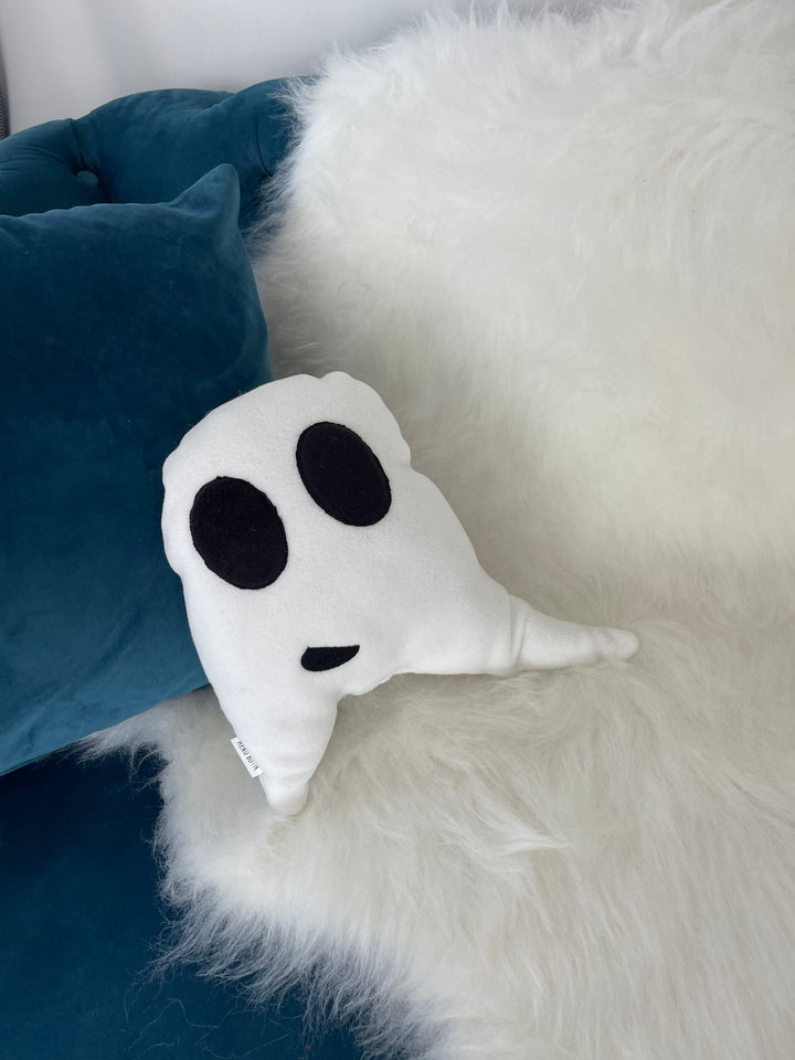 Linda almohada fantasma decoración de Halloween, almohada de felpa, blanco y negro, almohada decorativa espeluznante regalo de Halloween