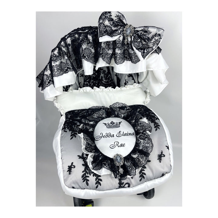 doona cover carseat girl, noir et blanc unique carseat cover girl , Housse de siège d’auto bébé fille dentelle et volants, poussette doona accessoires