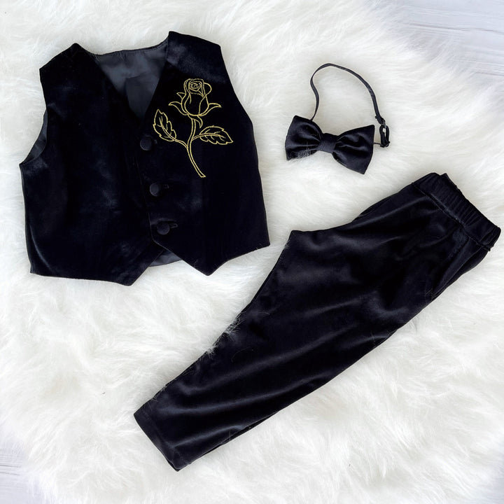 Handmade Velvet Suit Tuxedo, Dressy Outfit for Boys - Perfect for Formal Events