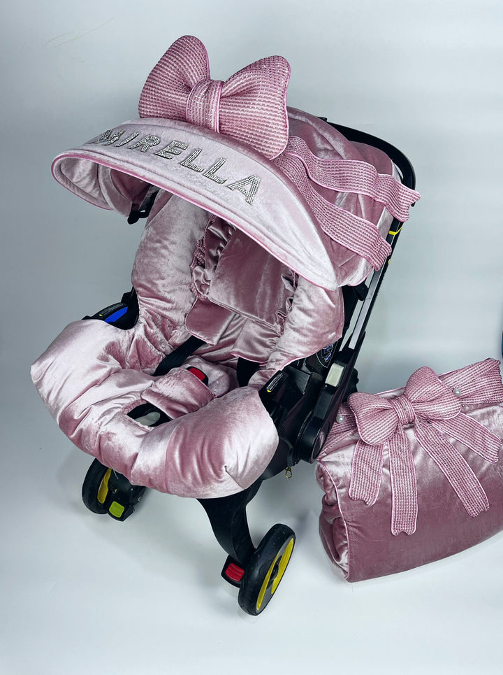 Housse de siège d’auto personnalisée bébé fille, accessoires de poussette Doona, housse doona rose, housse de siège d’auto pour bébé mignonne avec strass, cadeaux maman,