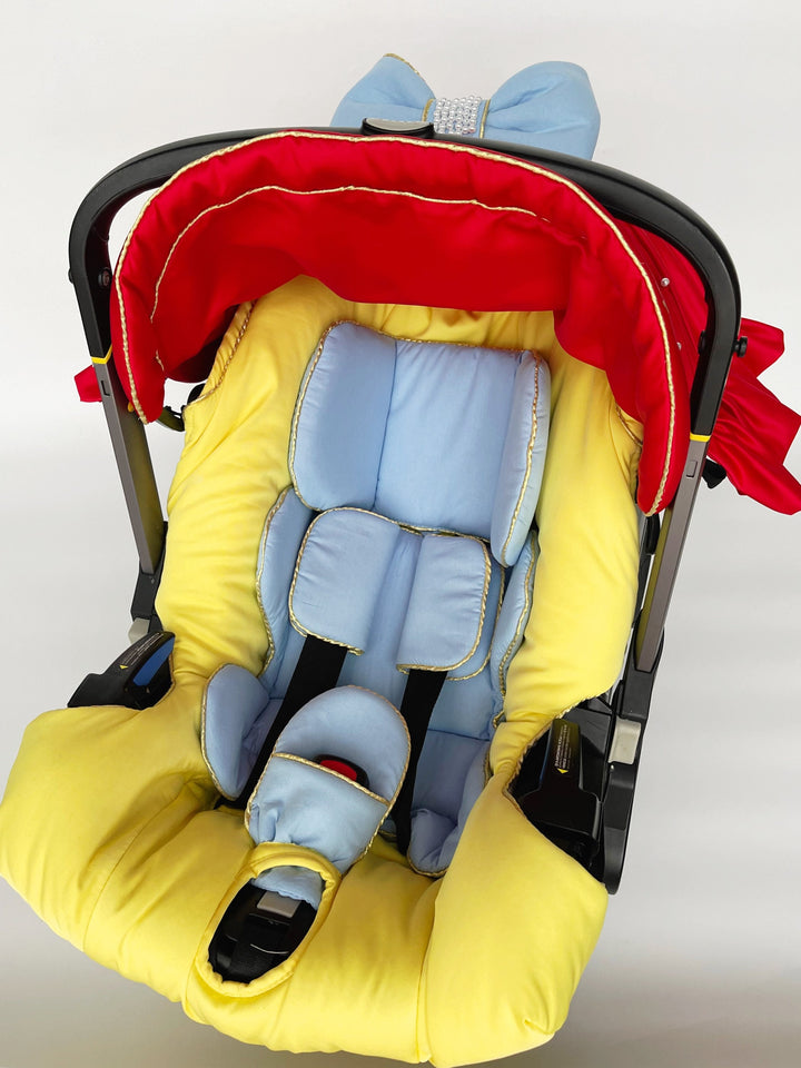 Housse de siège d'auto personnalisée pour bébé fille - Thème Blanche Neige - Accessoires de poussette Doona