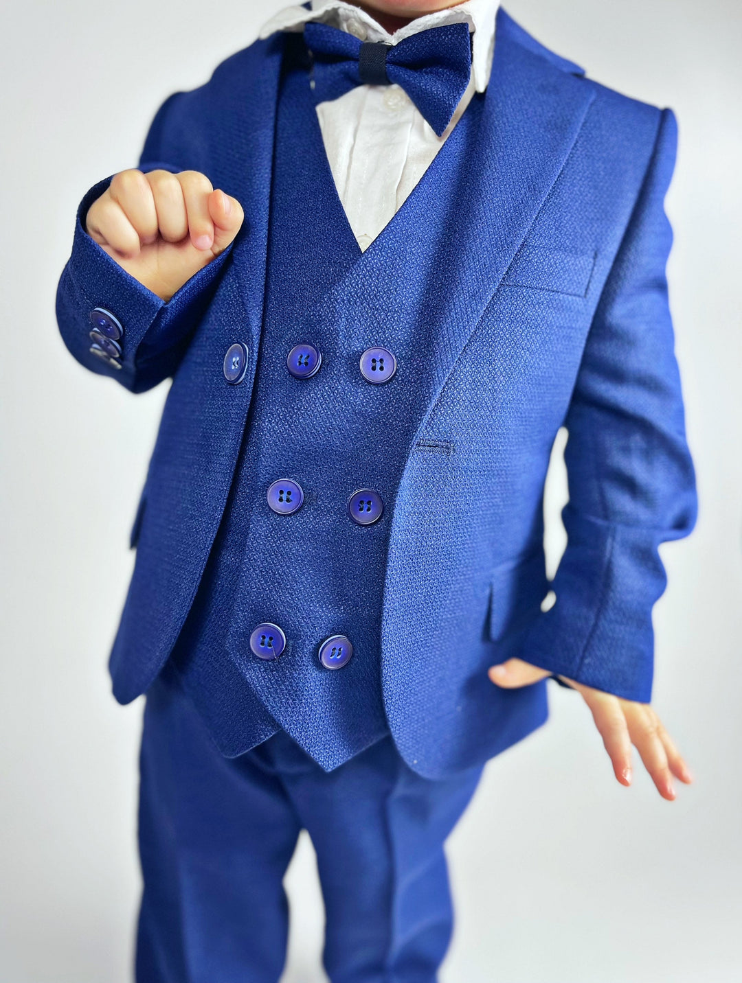 Boys' Navy Blue 5-Piece Formal Tuxedo Suit | Perfect for First Birthday, Ring Bearer, and Special Events