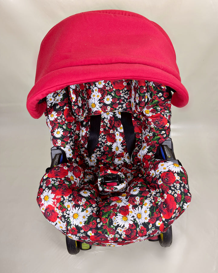 doona cover carseat girl, doona cover carseat baby girl , Doona cover carseat accessoires, imprimé fleur, couverture rouge cadeaux de baby shower