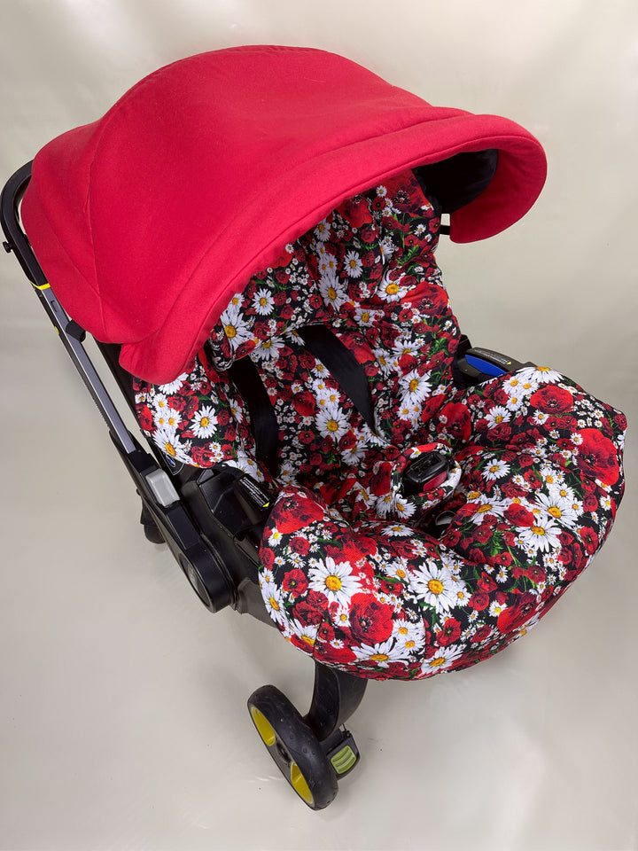 doona cover carseat girl, doona cover carseat baby girl , Doona cover carseat accessoires, imprimé fleur, couverture rouge cadeaux de baby shower