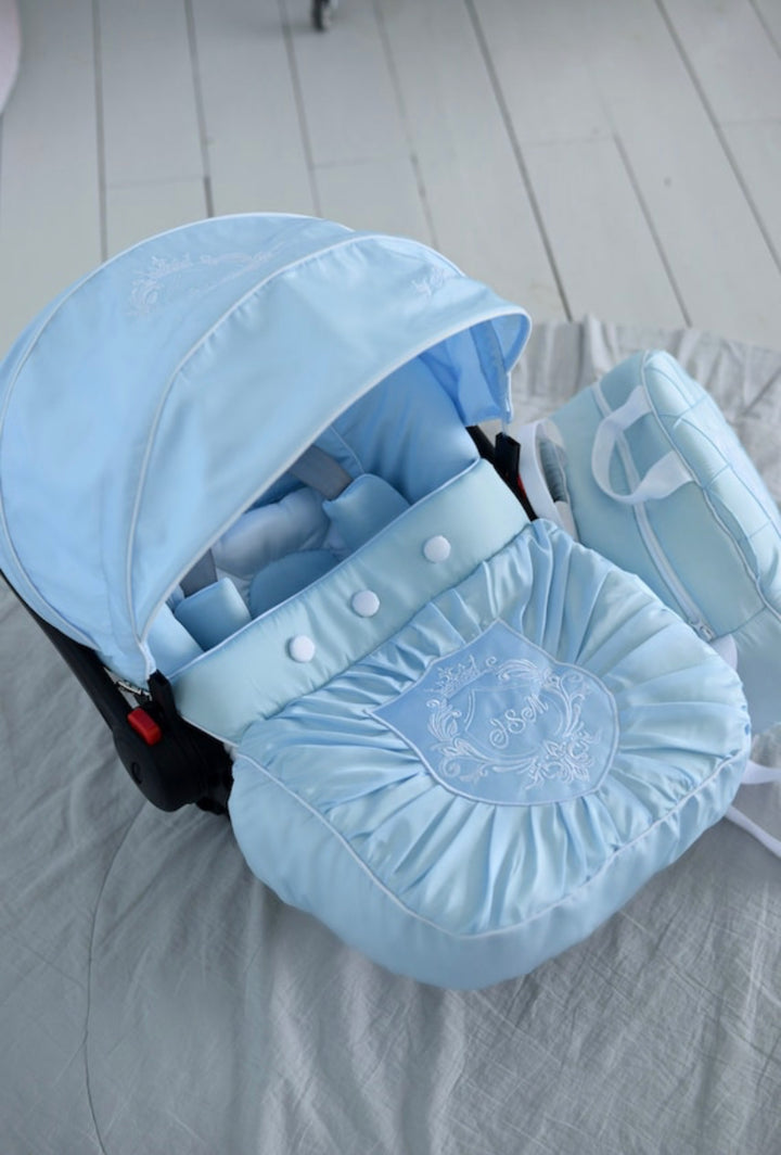 Ensemble personnalisé de housses de siège d’auto pour bébé garçon - Auvent de siège d’auto, couverture, sac à couches