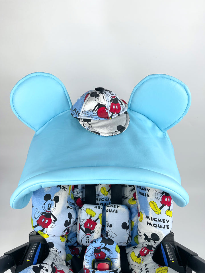 Ensemble de housses de siège de voiture Mickey Mouse – Imprimé bleu bébé pour Doona et autres sièges de voiture