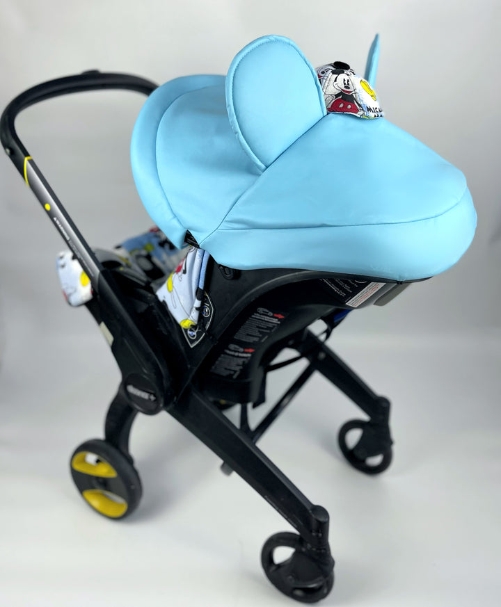 Ensemble de housses de siège de voiture Mickey Mouse – Imprimé bleu bébé pour Doona et autres sièges de voiture